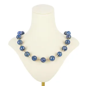 Sterling Faceted Lapis Bead Station Necklace