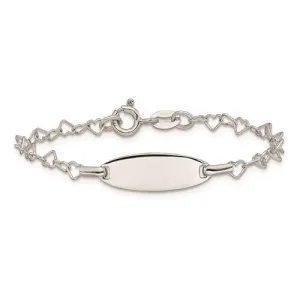 Sterling Silver Engravable Children's ID Heart Link Bracelet