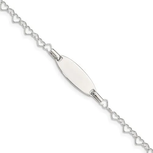 Sterling Silver Engravable Children's ID Heart Link Bracelet