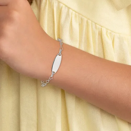 Sterling Silver Engravable Children's ID Heart Link Bracelet