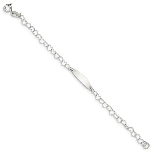 Sterling Silver Engravable Children's ID Heart Link Bracelet