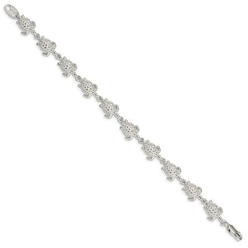 Sterling Silver Sea Turtle Link 7" Bracelet