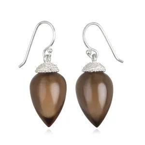 Sterling Silver Smoky Quartz Acorn Earrings