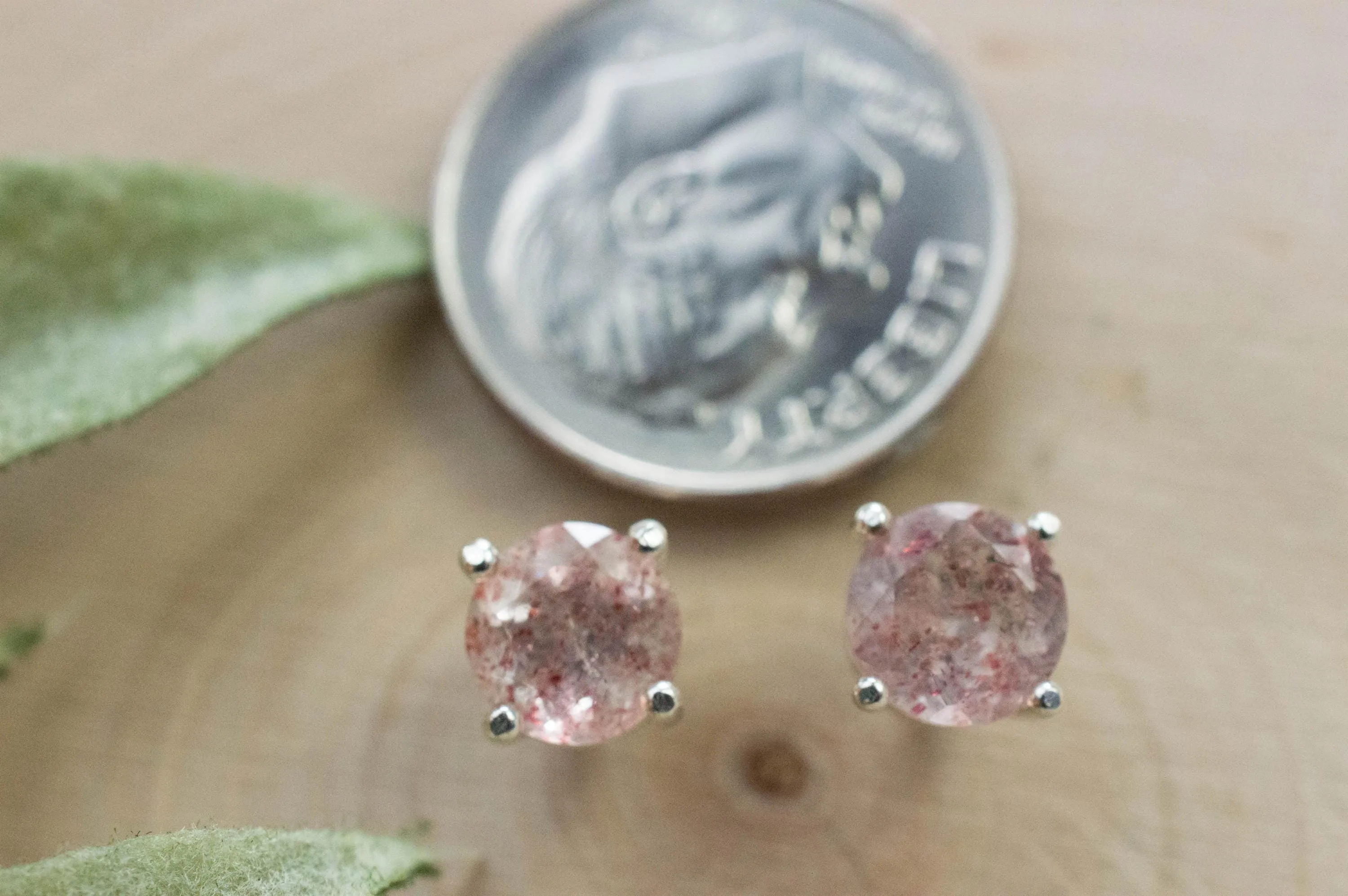 Strawberry Quartz Earrings; Genuine Untreated Quartz; 1.625cts