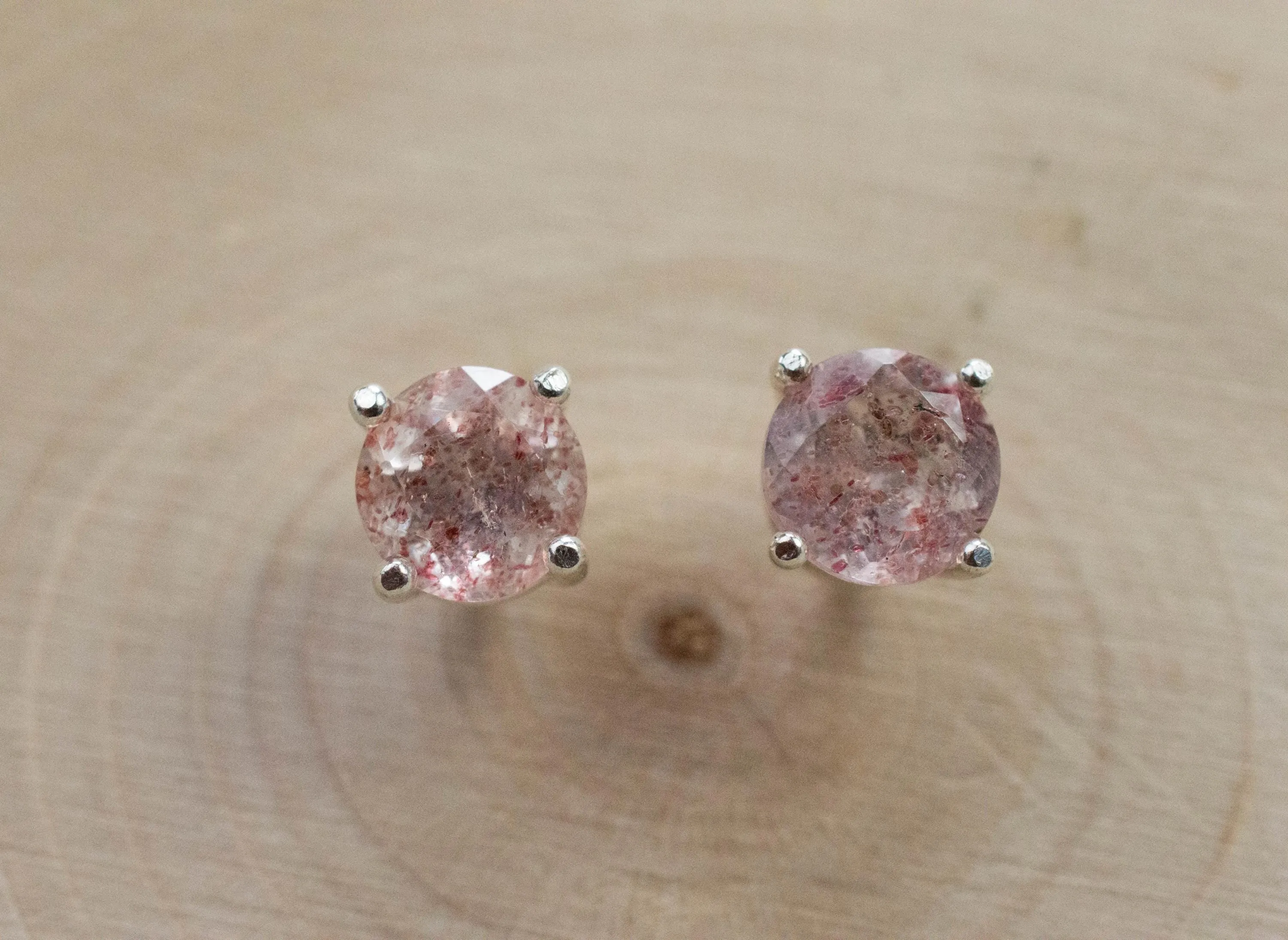 Strawberry Quartz Earrings; Genuine Untreated Quartz; 1.625cts