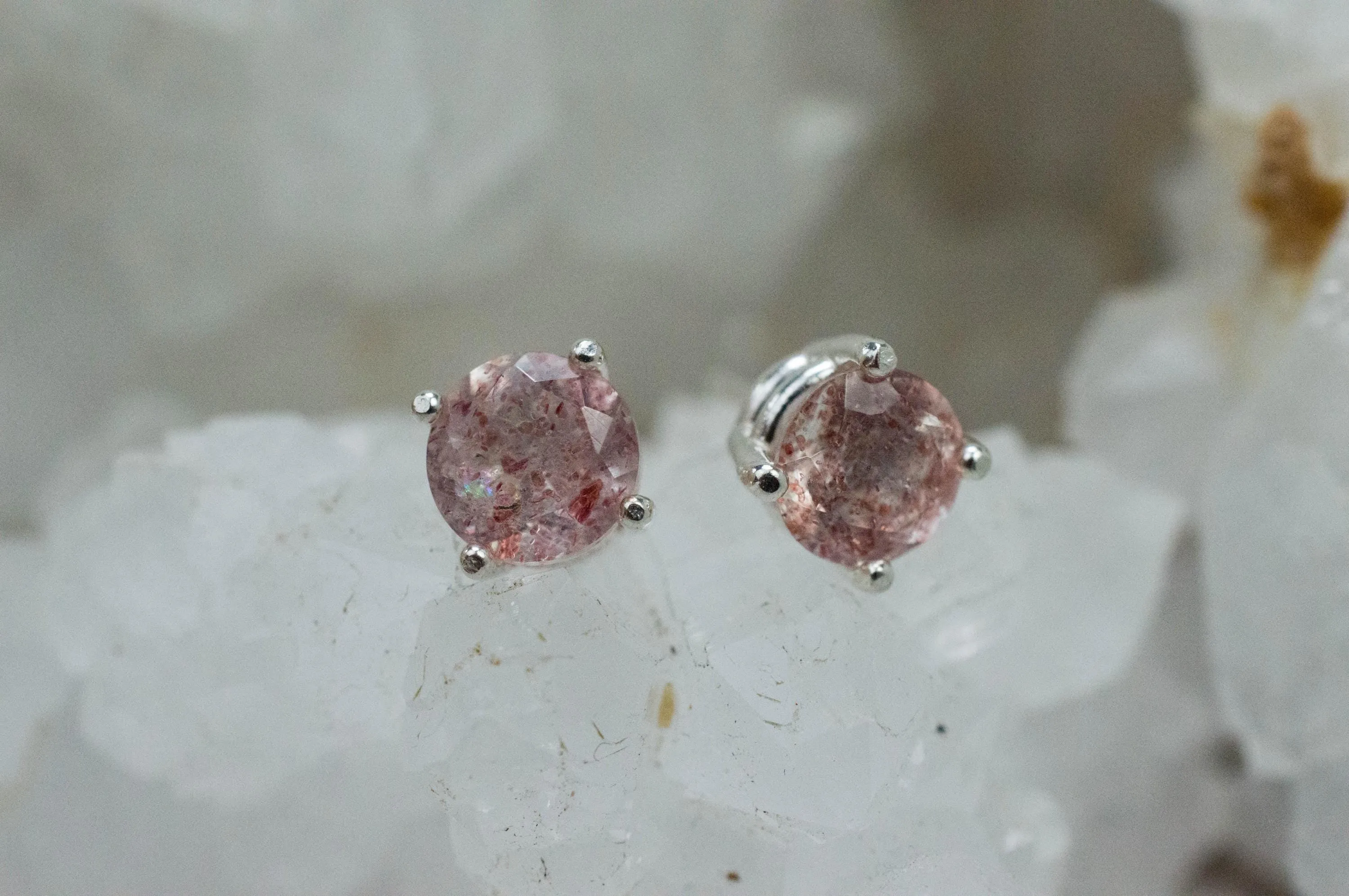 Strawberry Quartz Earrings; Genuine Untreated Quartz; 1.625cts