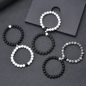 The New Black Frosted White Turquoise Couple Bracelet Magnet Attracts Each Other
