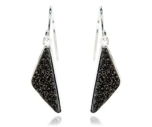 Triangle Black Druzy Earrings