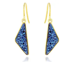 Triangle Blue Druzy 14K Vermeil Earrings
