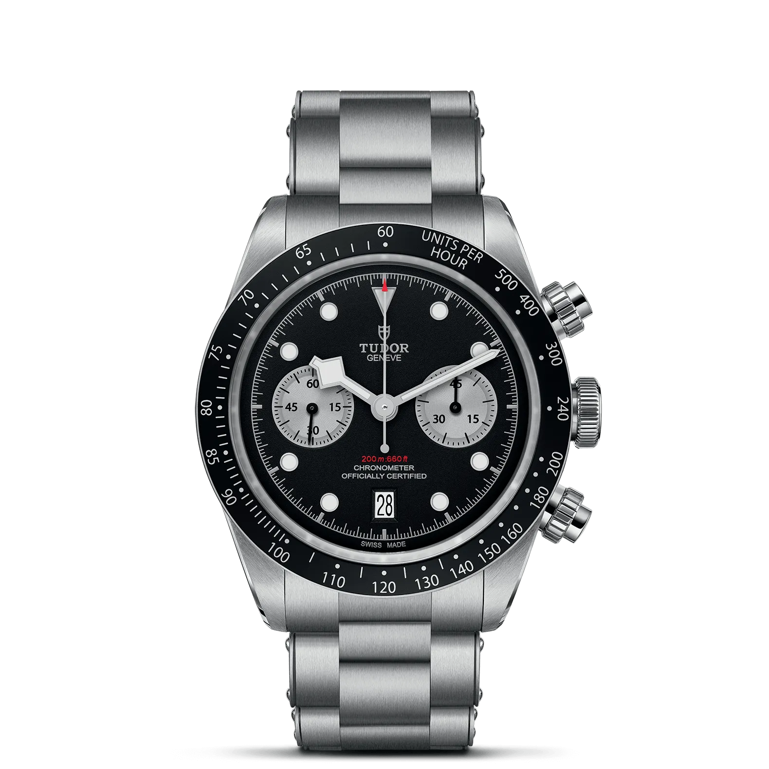 TUDOR Black Bay Chrono 41mm Case, Black Dial, Steel Bracelet (M79360N-0001)