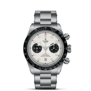 TUDOR Black Bay Chrono 41mm Case, White Opaline Dial, Steel Bracelet (M79360N-0002)