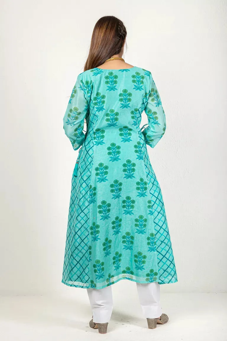Turquoise Blue Chanderi Kurta
