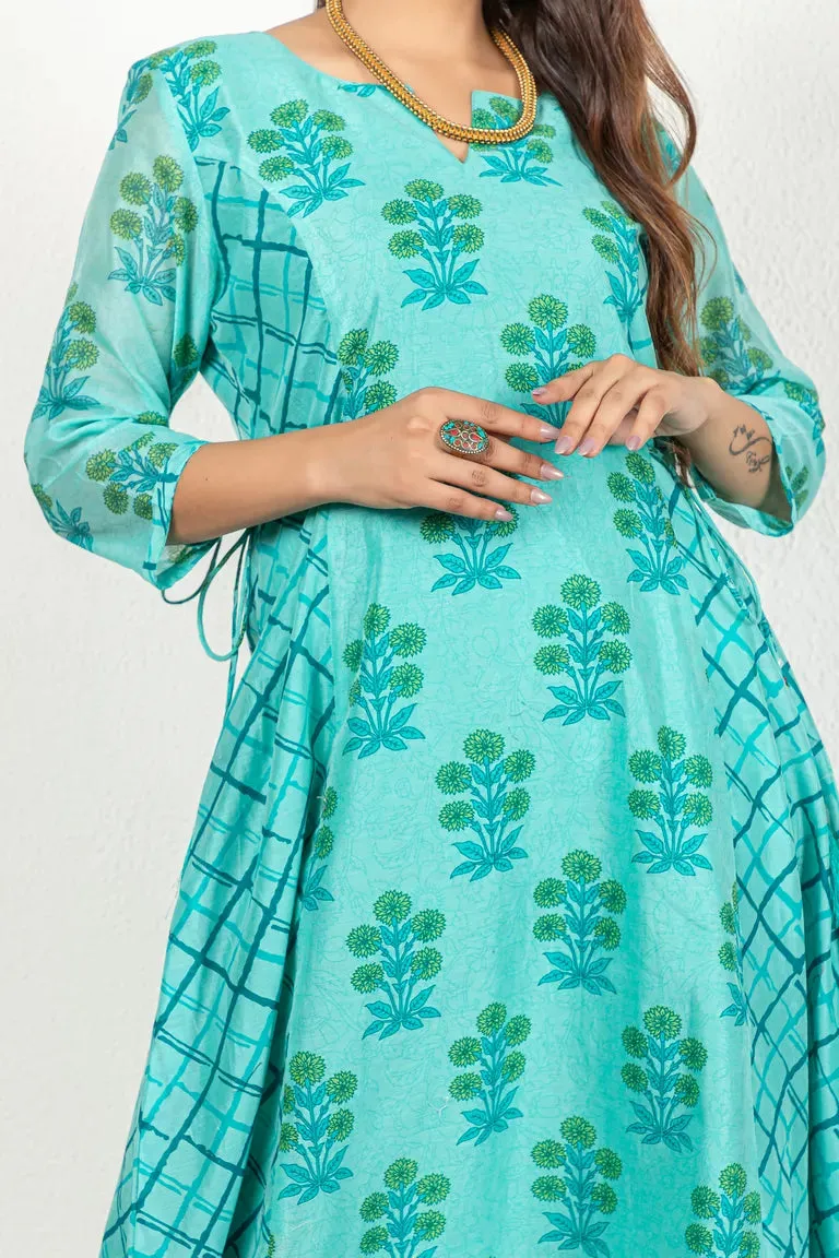 Turquoise Blue Chanderi Kurta