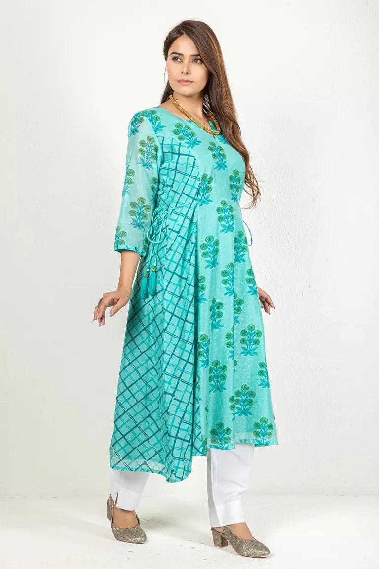 Turquoise Blue Chanderi Kurta