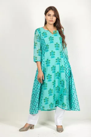 Turquoise Blue Chanderi Kurta