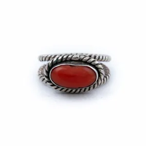 Twisted Oval Coral Ring