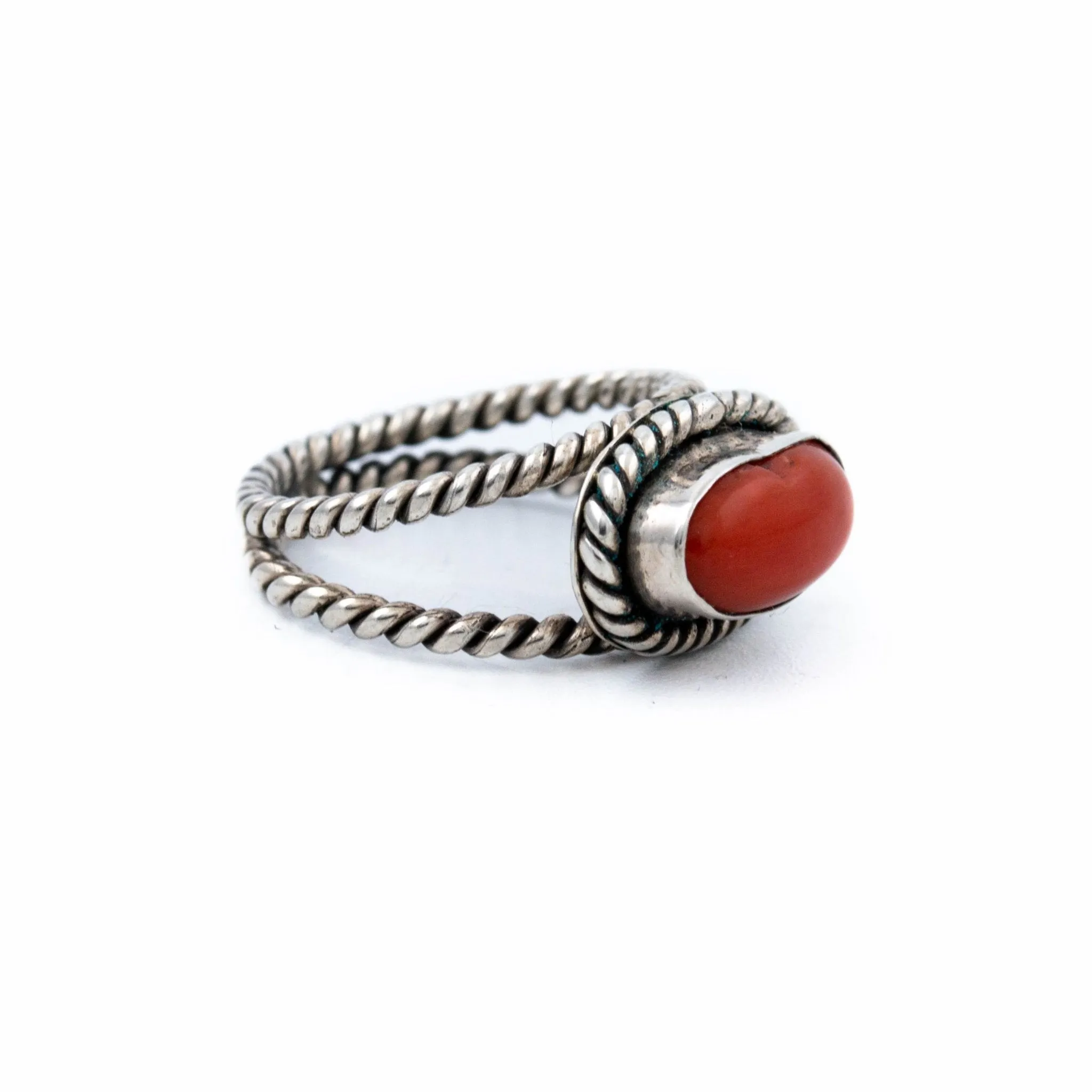 Twisted Oval Coral Ring