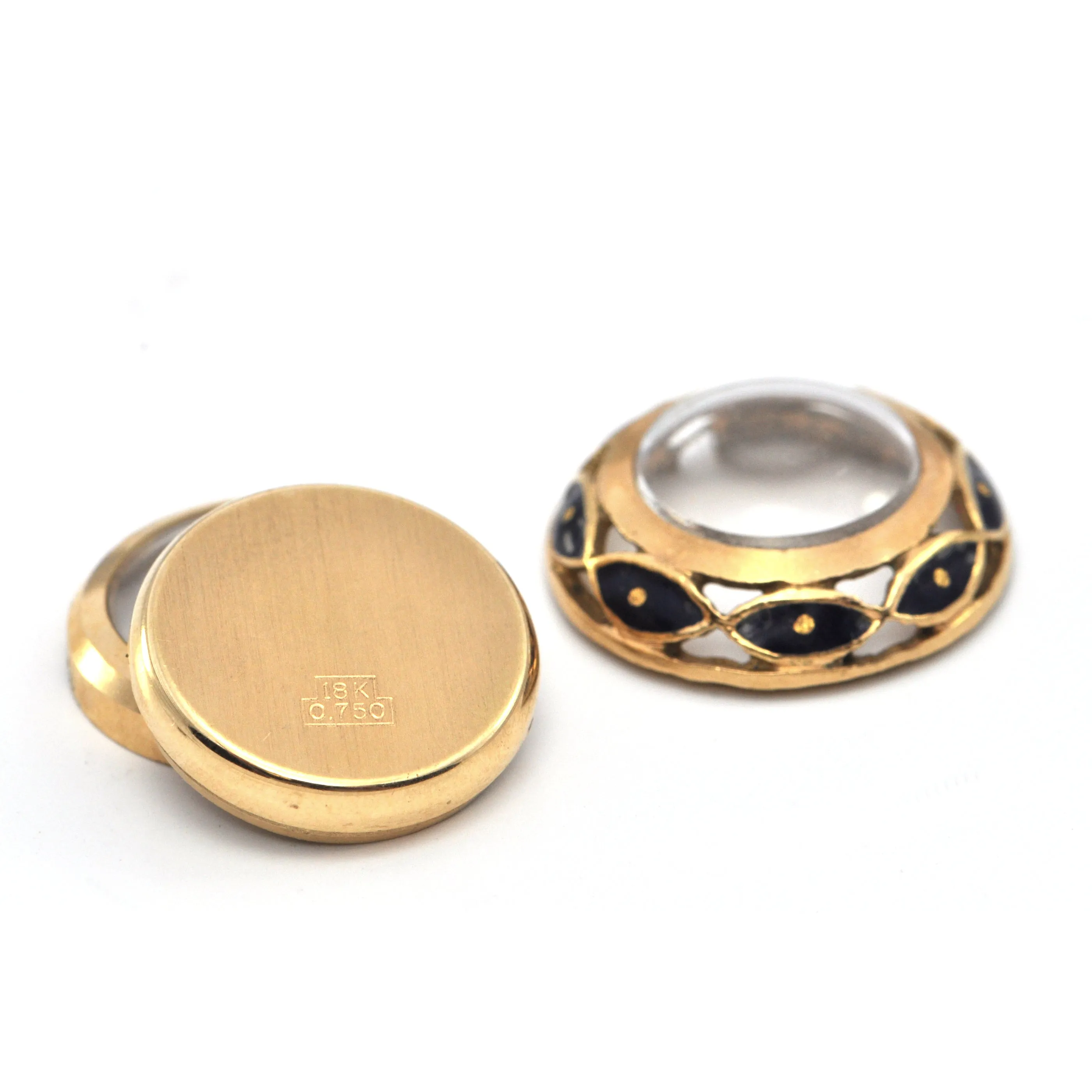 Vintage 18K Gold & Enamel Ball Watch Brooch