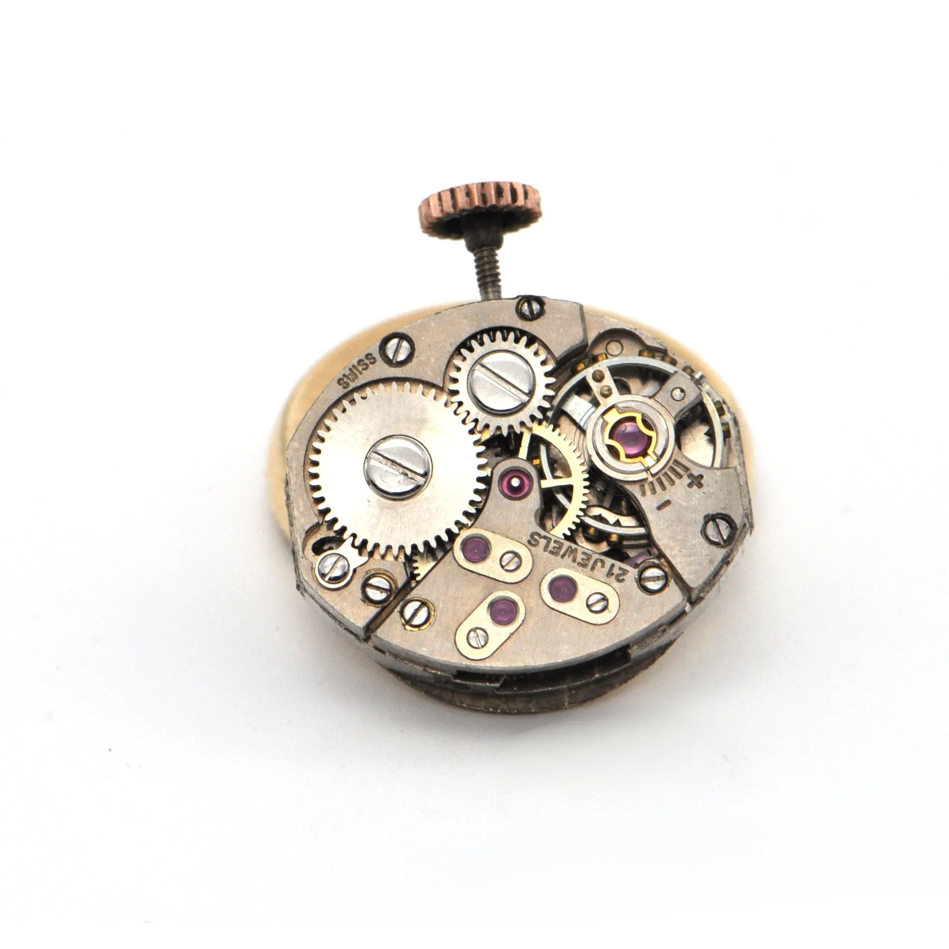 Vintage 18K Gold & Enamel Ball Watch Brooch