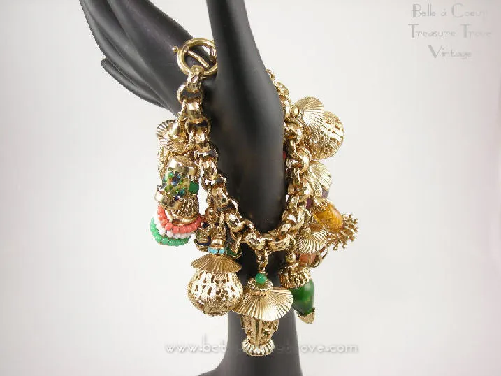 Vintage Napier Charm Bracelet Asian Lanterns 1950s