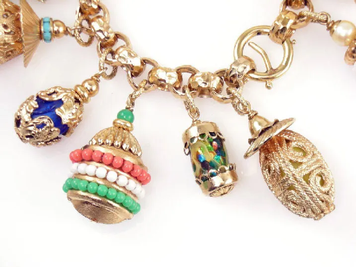 Vintage Napier Charm Bracelet Asian Lanterns 1950s