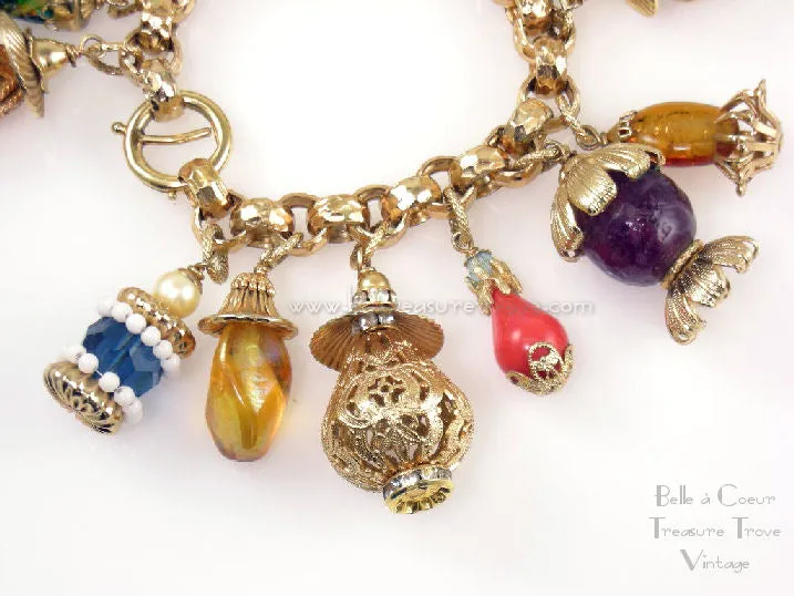 Vintage Napier Charm Bracelet Asian Lanterns 1950s
