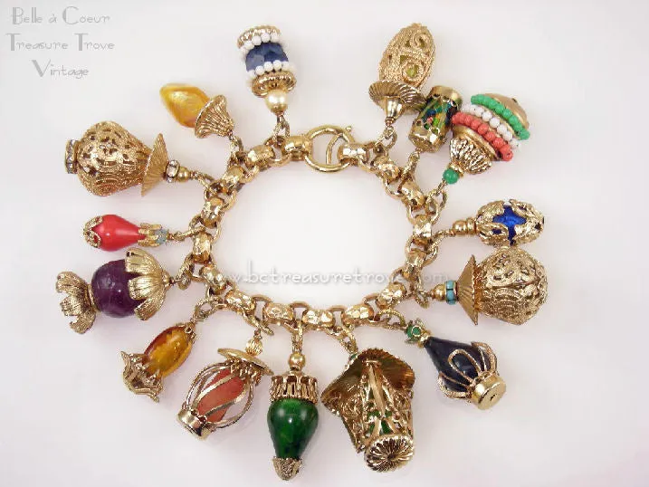 Vintage Napier Charm Bracelet Asian Lanterns 1950s