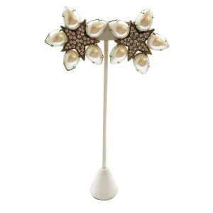 Vintage Rhinestone And Pearl Earrings