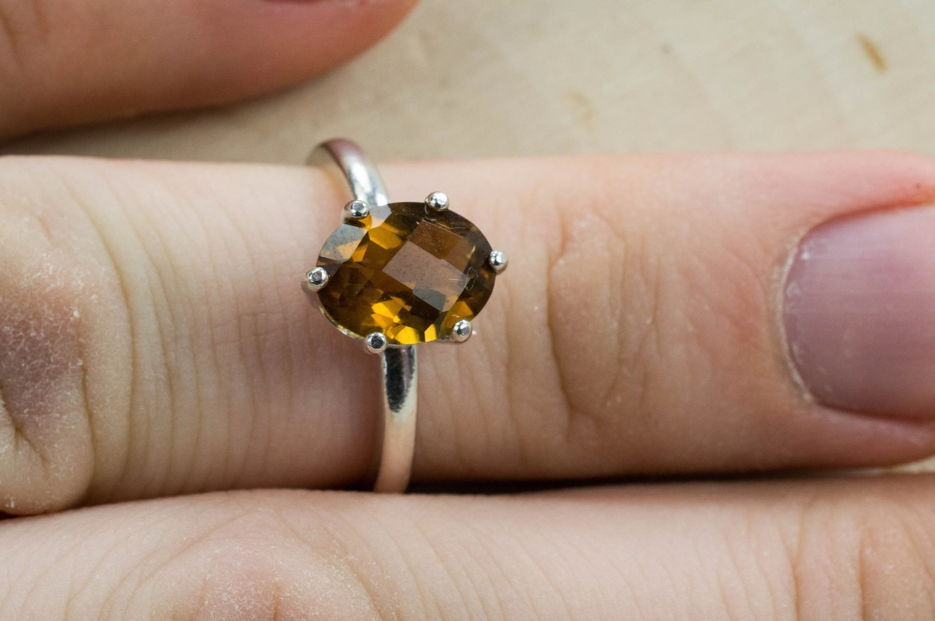 Whiskey Quartz Ring, Genuine Untreated Brazil Quartz