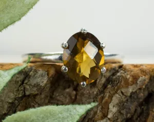 Whiskey Quartz Ring, Genuine Untreated Brazil Quartz