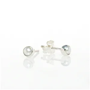 White Pearl Studs Bezel Set 4mm