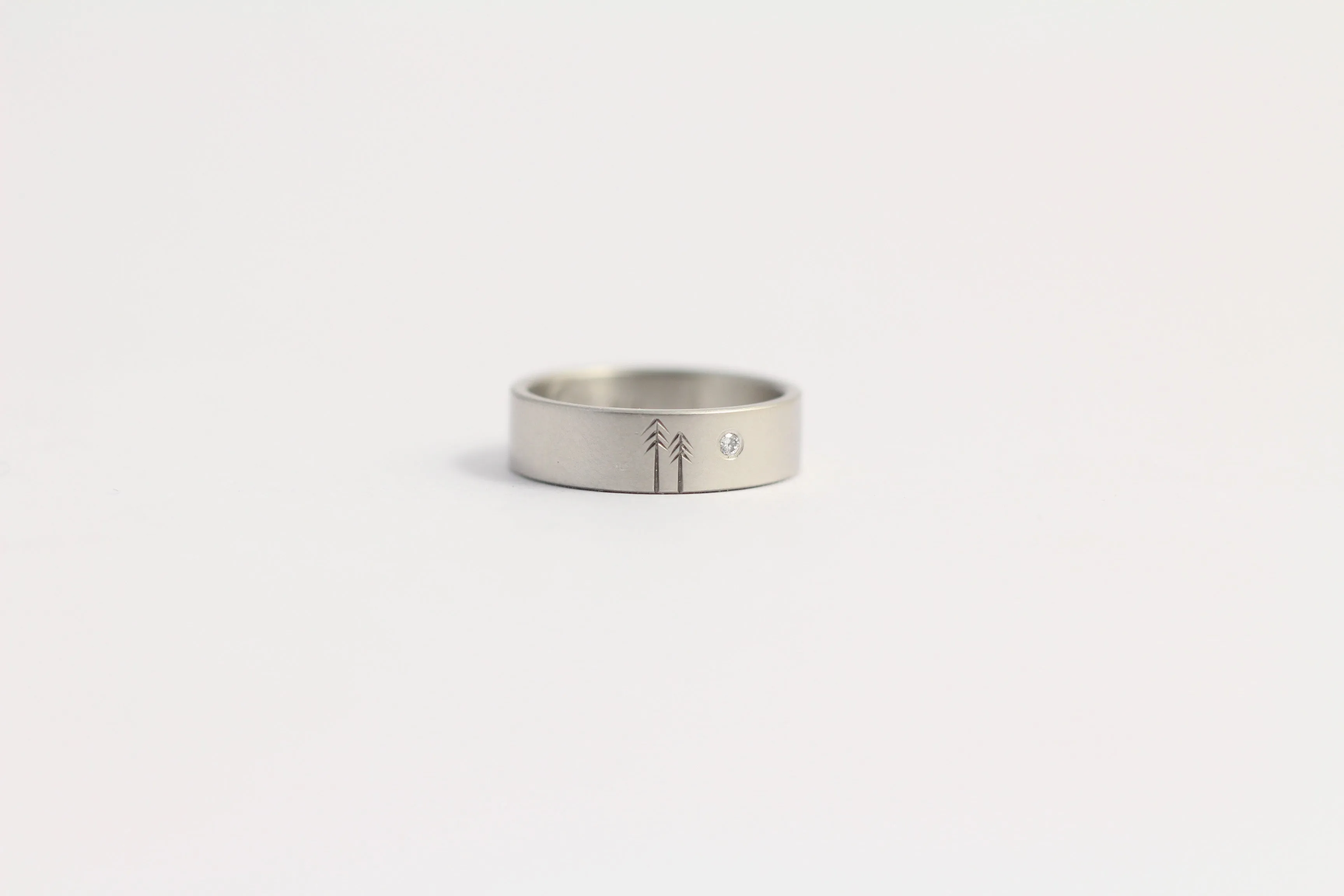 Woodland Ring with Single Diamond - Wide