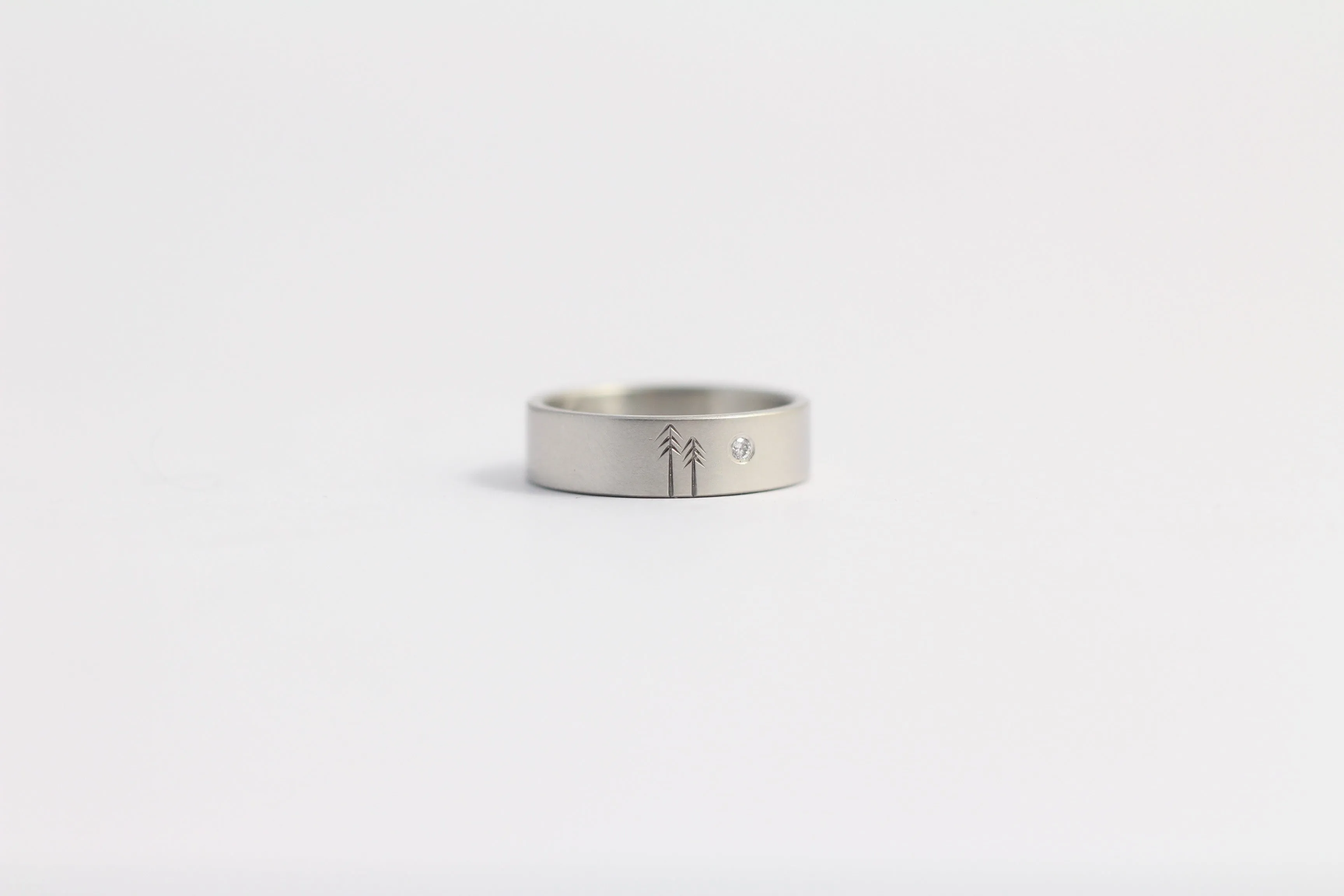 Woodland Ring with Single Diamond - Wide